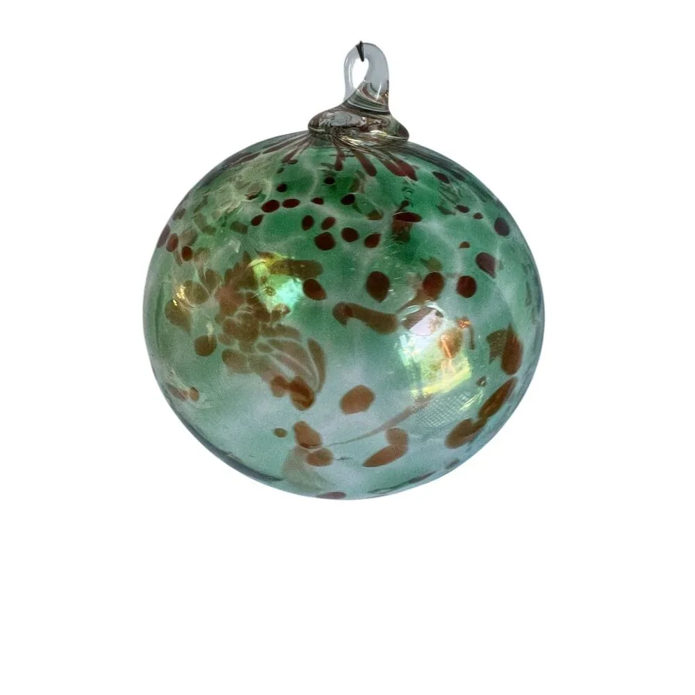 Handcrafted Glass Friendship Spirit Ball Ornament 4" - Picture 3 of 5